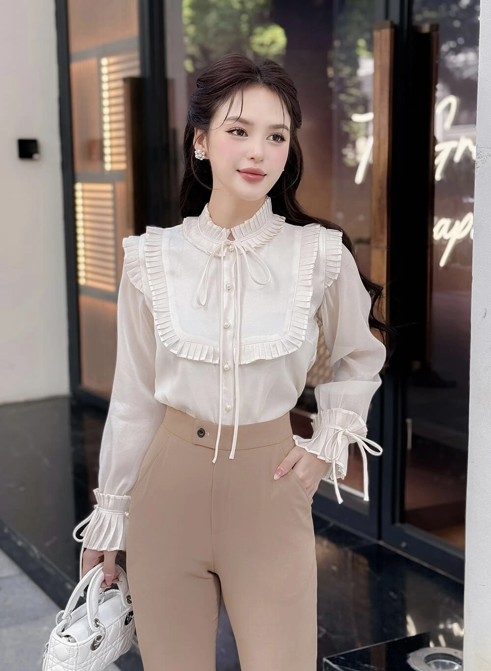 Áo blouse tay phồng Elegant
